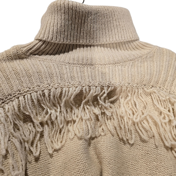 A.N.A. Beige Fringed Western Cowgirl Turtleneck Sweater Sz 1X - Picture 4 of 7